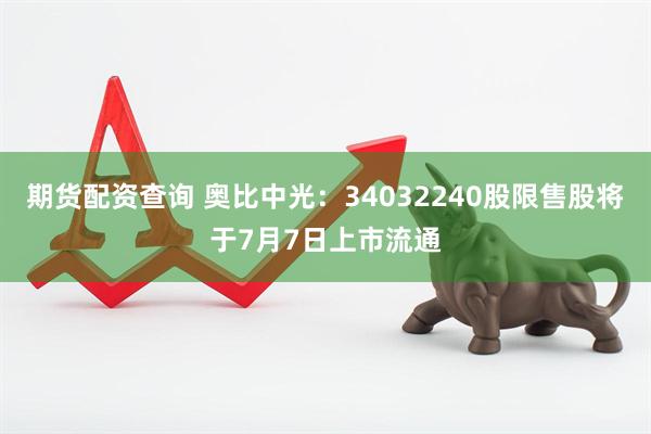 期货配资查询 奥比中光：34032240股限售股将于7月7日上市流通